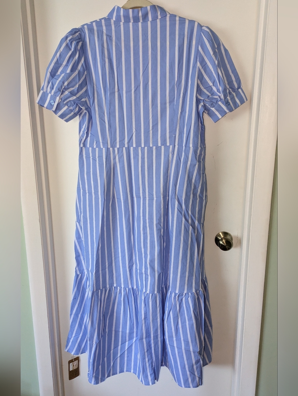 Blue & White Striped Button-Front Kids Dress By Utcoco NWT - Picture 9 of 13